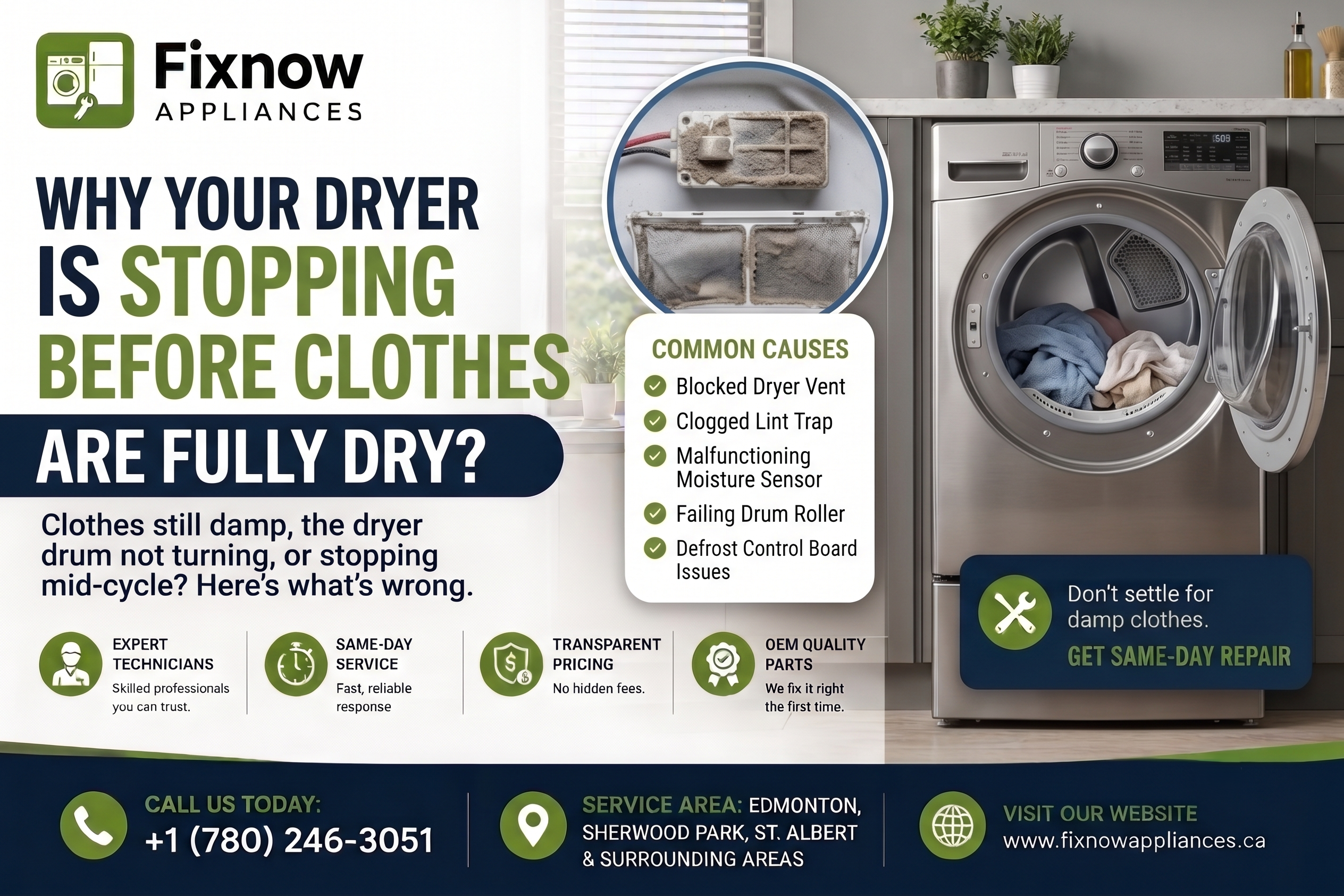 Why Is My Dryer Stopping Before Clothes Are Fully Dry? | FixNow Appliances